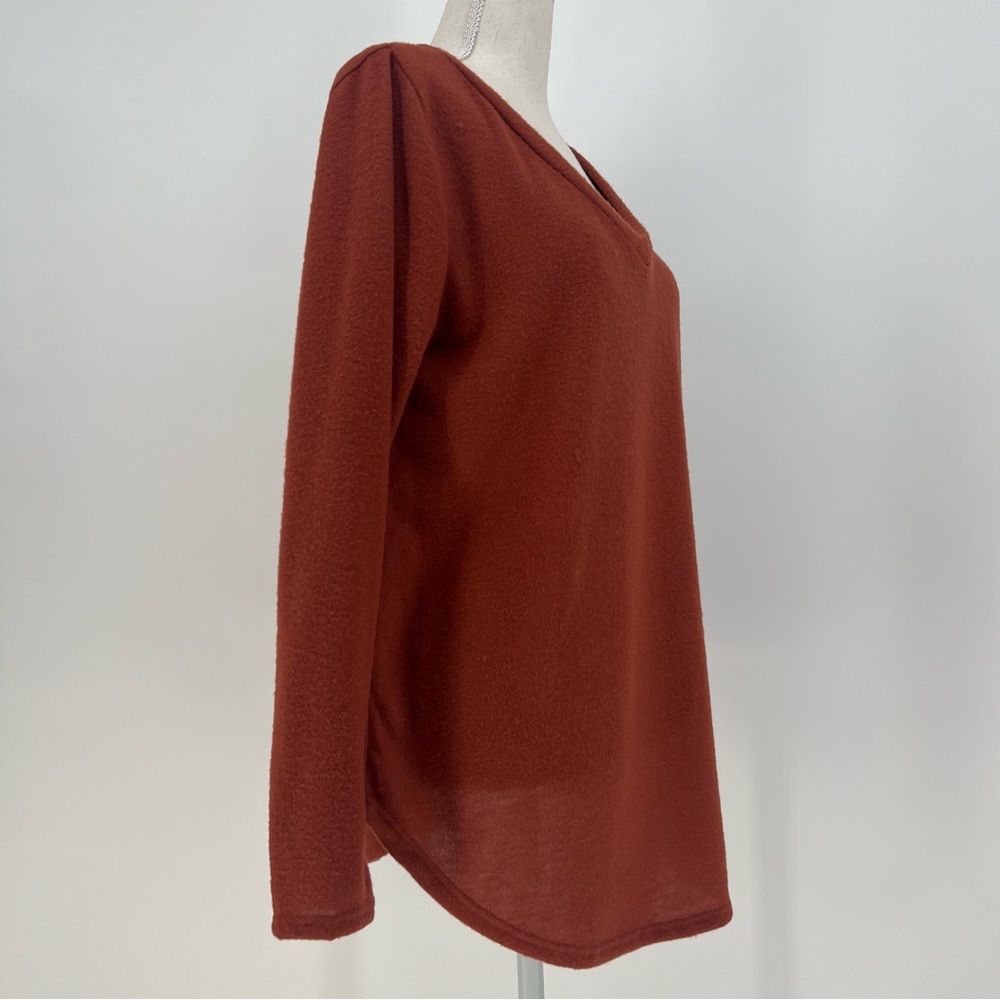 Sew In Love Womens Small V Neck Long Sleeve Tunic Toasted Pumpkin Fuzzy Texture - Picture 4 of 13